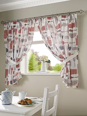 Bistro Printed Kitchen Curtains Red, Red And White Kitchen Curtains