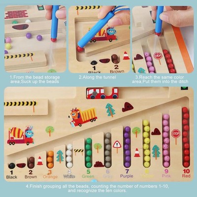 Magnetic Color & Number Maze 3+ Year Old Activity Board Matching Learning Wooden