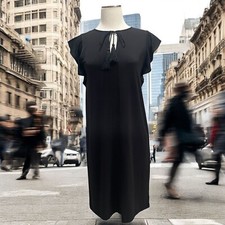 Michael Kors Womens Black Dress With Ruffle Sleeves & Tassel Tie Small