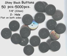 50 to 5000 pcs. of Black 2 hole BUTTONS 7/8" New 22mm for Medical Headbands