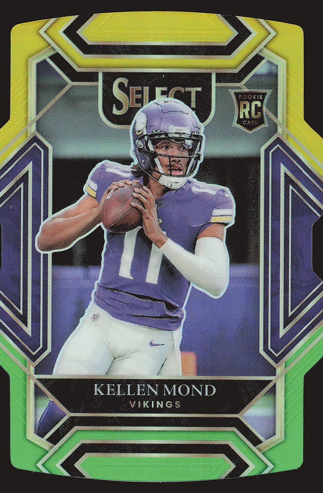 2021 Panini Select #264 Kellen Mond Green and Yellow Prizm Die Cut RC