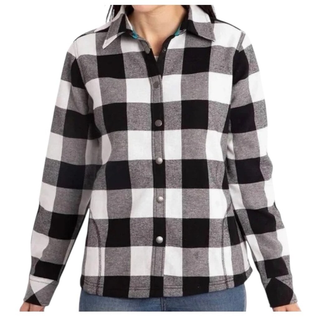 Orvis Fleece Lined Button Down Shirt Jacket Shacket Buffalo Plaid M