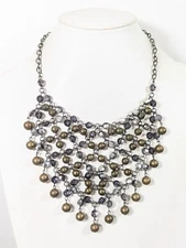 Graziano Western Style Bead Charm Woven Bib Statement Necklace 20 in