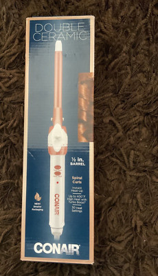 Conair Double Ceramic  Curling Iron ~ 1/2 inch Barrel ~ spiral curls ~NEW in box