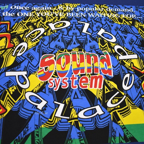 NUEVO CON ETIQUETAS Camiseta Palace Sound Mate Tri-Ferg Años 90 Estampado Logo Para Hombres M Azul FW19 AUTÉNTICA - Imagen 4 de 9