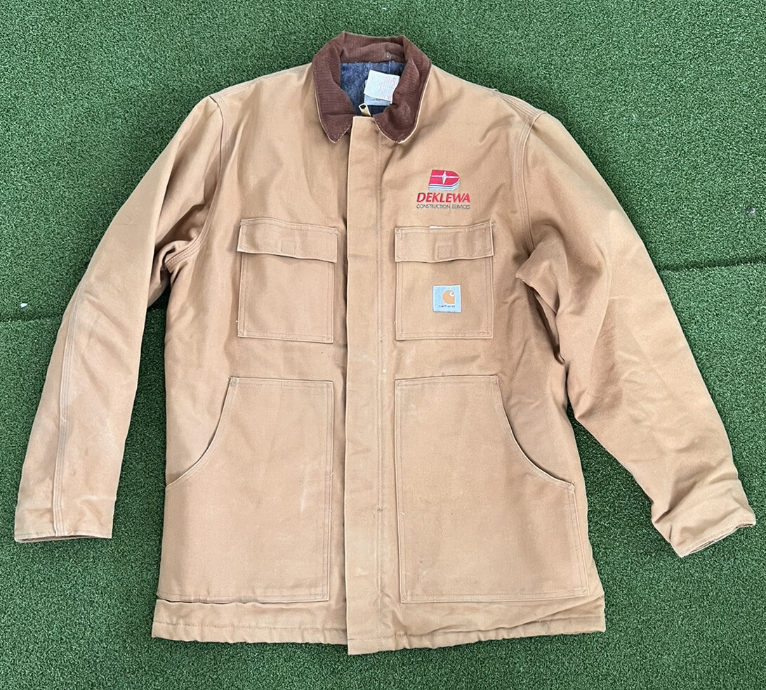 Vtg USA 1990s Carhartt Brown Duck Jacket Blanket Lined CB1806 Sz