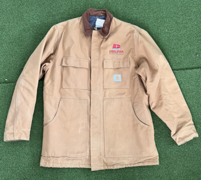 Vtg USA 1990s Carhartt Brown Duck Jacket Blanket Lined CB1806 Sz