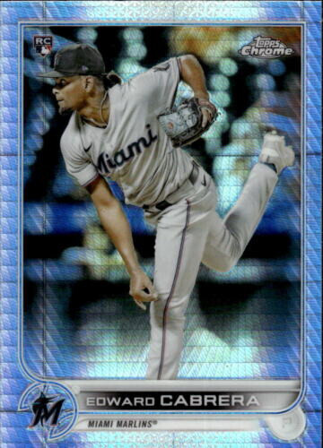 2022 Topps Chrome Prism Refractor SP #64 Edward Cabrera Rookie Miami Marlins