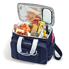 25 Pc Picnic Set Soft Insulated Deluxe Denim 4 Person Setting Cooler Bag NIB