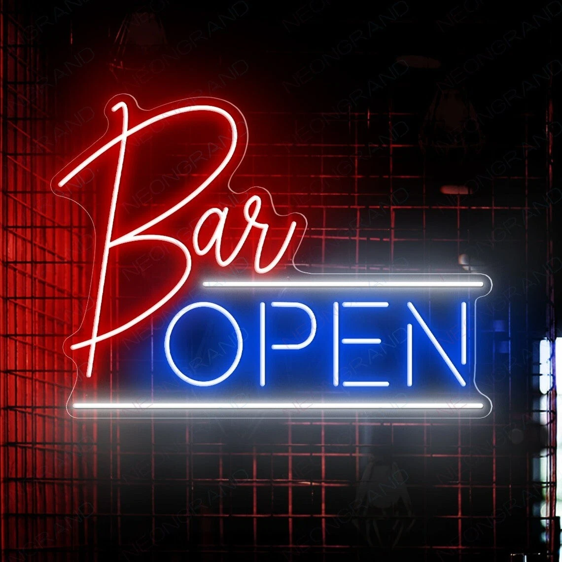 Neon bar open sale sign