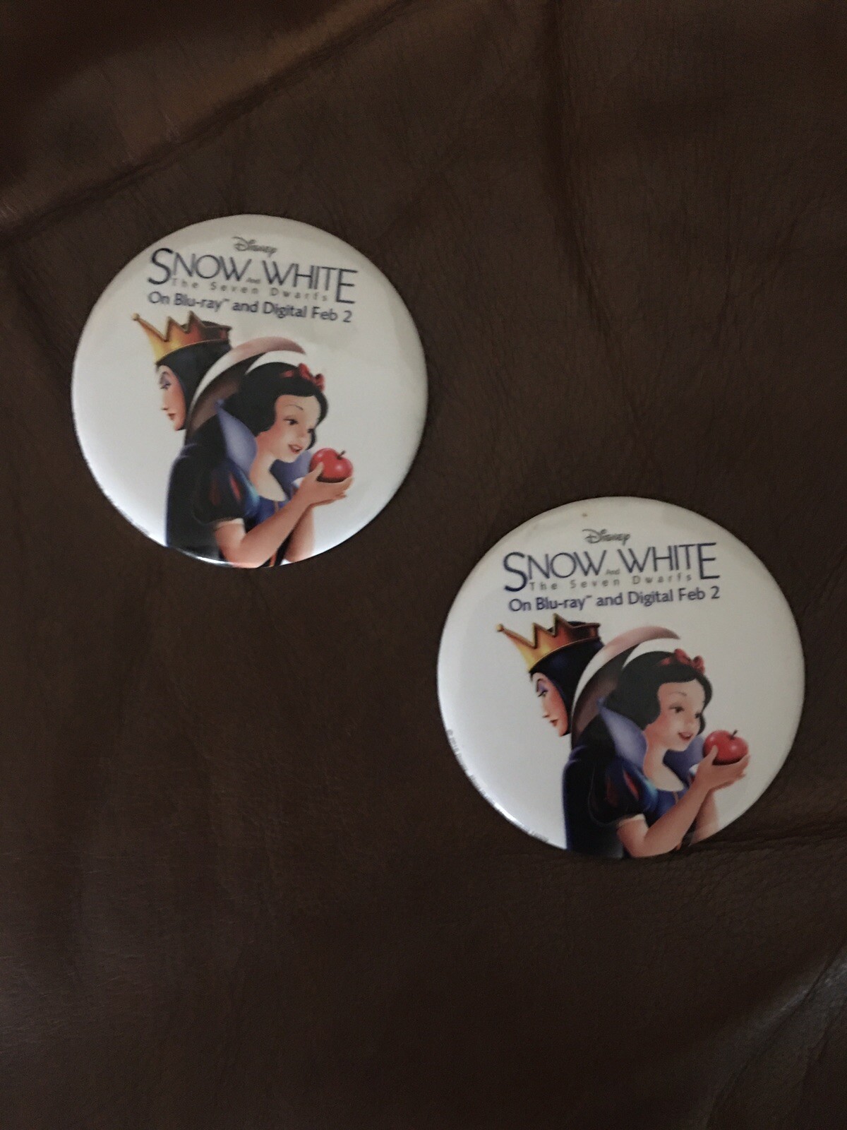 Disney Snow White Pin Blu-Ray and Digital Release Buttons- Set Of 2-  2016