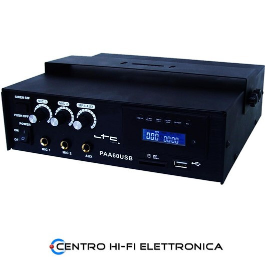 Amplificatore 12V 60W per Auto e Barca LTC PAA60USB con MP3 e Sirena