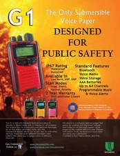 UNICATION G1 VHF or UHF PAGER RECEIVER SCANNER w/ Desk Charger- Minitor V 5 VI 6