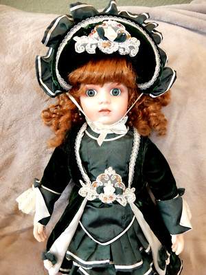 FRANKLIN HEIRLOOM MINT 21'' Bisque PORECELAIN DOLL Repro Bebe Bru VICTORIAN VTG