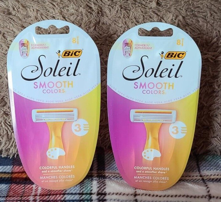 2 new packages Bic Soleil Smooth Colors disposable razors, 16 ct, Free Shipping