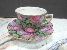 Rosina Chintz China Pink  Roses & Lavender Floral Cup & Saucer