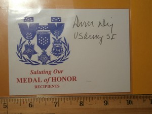 NEW PRICE-----Medal of Honor card. Drew Dix--5x3 1/2" card-SIGNED==REDUCED