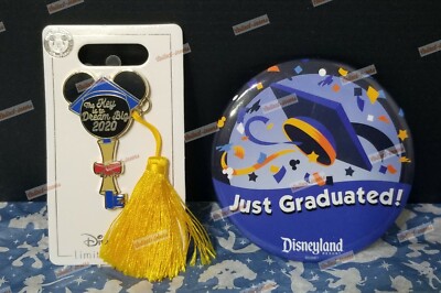 Disney Mickey Mouse Icon Key Pin Graduation 2020 Limited Edition & Grad Button