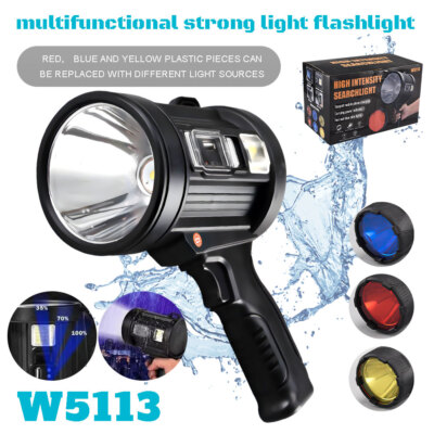 Solar Power 200000LM Super Bright LED Searchlight Spotlight USB Flashlight Light