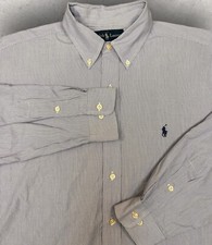 VTG Ralph Lauren Yarmouth Shirt Mens 16 Blue White Striped Classic Fit Cotton