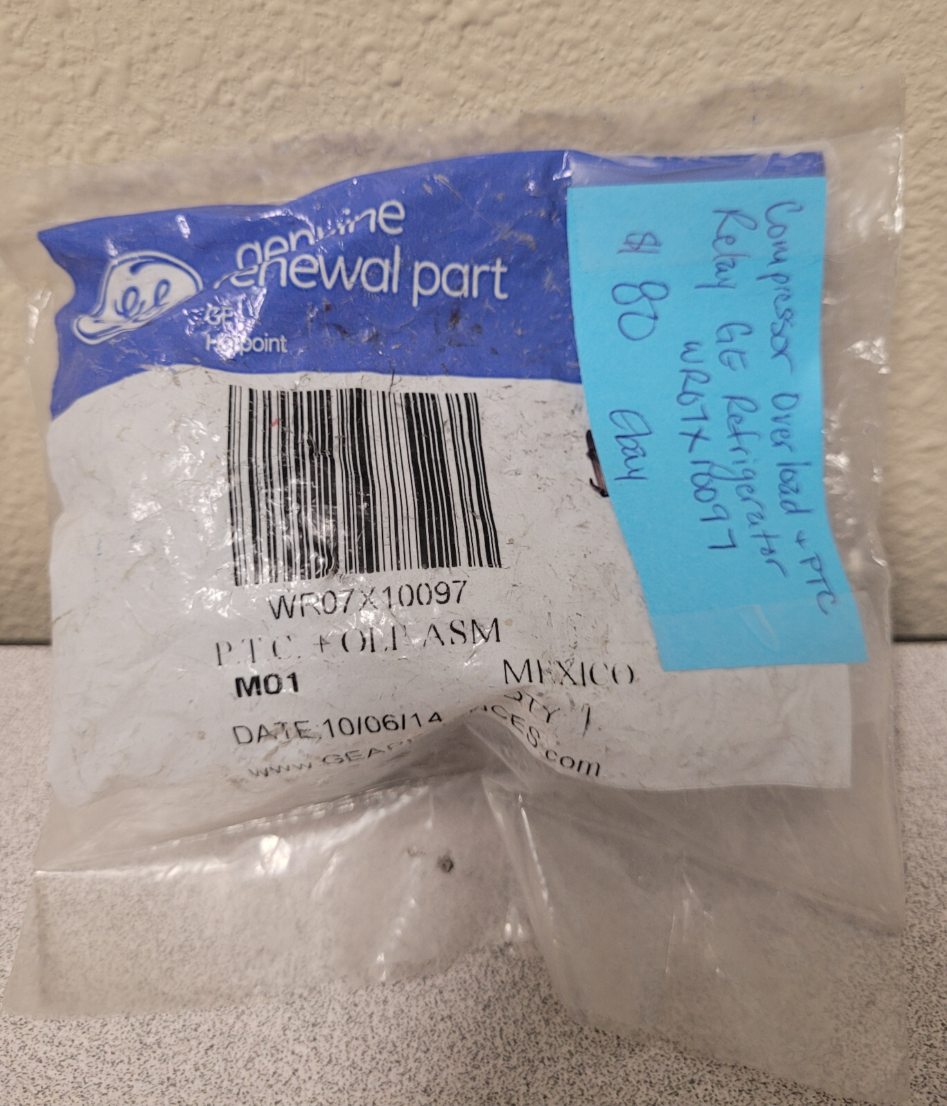 GE Refrigerator Parts Compressor Relay Overload Starter WR07X10097 (513604045)-image