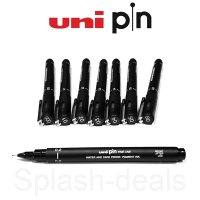 Uni Pin Fine Liner Drawing Pens Black - 0.03mm to 1.2mm - Choose Line Width