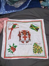 Vintage 10.5 Handkerchief Jamaican Coat of Arms Image Souvenir