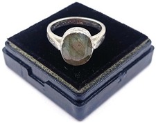 18.45 Ct Natural Labradorite Oval Shape Sterling Real Silver Ring Gemstone NSL