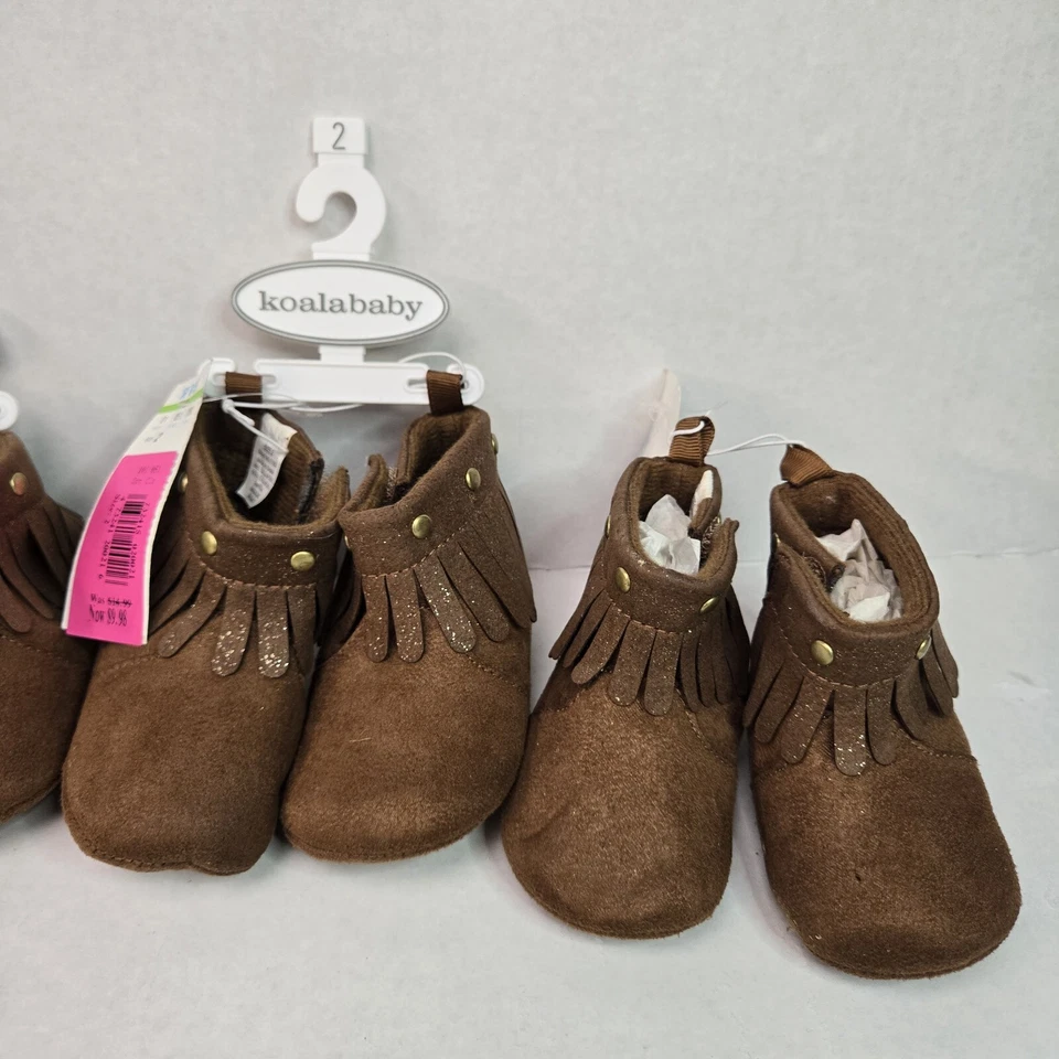 Nuevo Kola Bebé Lote De 4 Botas Mocasín Talla 2 Marrón Borlas A Granel Zapatos de Bebé Foto 3 de 4