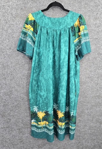 Anthony Richards Kaftan Mumu Dress Womens Large Pockets Short Sleeve Midi Green - Picture 12 of 13