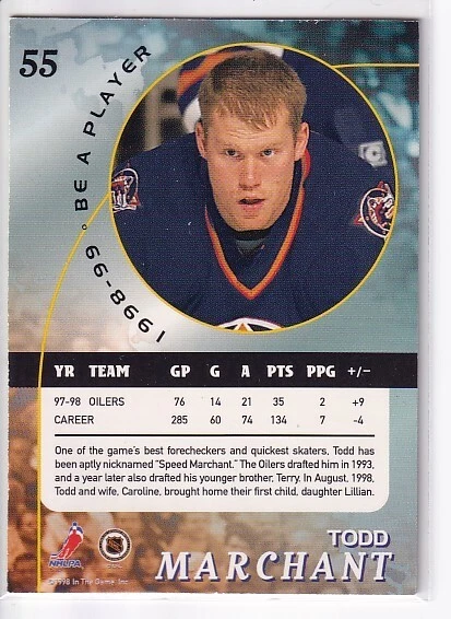 1998-99 In the Game Be a Player #55 Todd Marchant Edmonton Oilers - Image 2 of 2