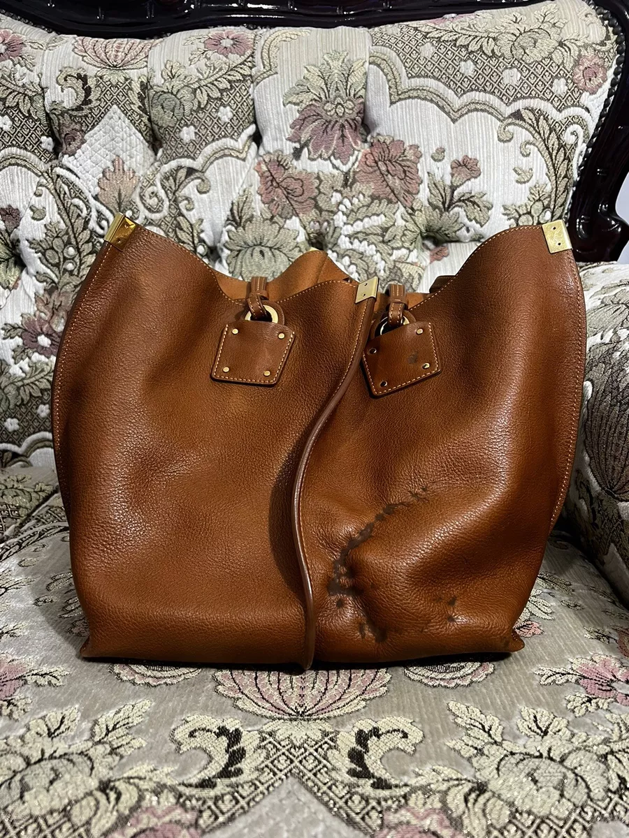 Chloe Medium Vick Tote Shoulder Bag Calfskin Leather Brown FLAWS