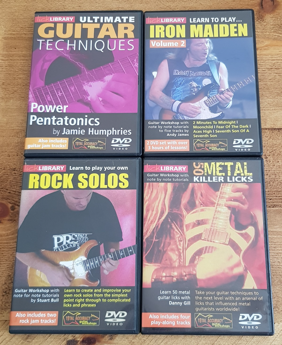 4 x Lick Library Guitar Quick Licks DVD's / 50 Killer Licks MAIDEN Vol.2 SOLOS