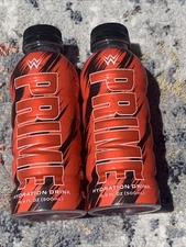 Lot Of 2  EMPTY Prime Hydration Drink WWE Red & Black LE Bottles Meta Moon