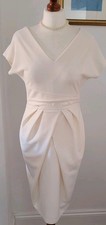 Vintage Ivory White Cream V-Neck Tulip Dress Wedding Ascot FR36 UK8