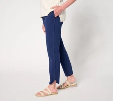 Denim & Co. Women's Pants Sz M Active Regular Duo Stretch Straight Blue A692787
