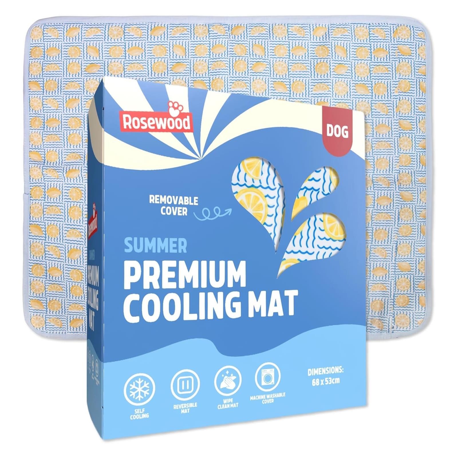 Cooling Mat for Dogs Cats Summer Self-Cooling Gel Pet Mat Lemon Print 68x53cm