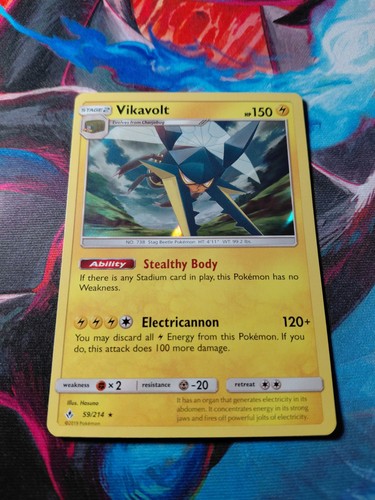 Pokemon Vikavolt 59/214 Holo Rare Unbroken Bonds 2019 NM
