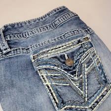 Vigoss The Dallas Capri Size 18 women jeans Blue Wash Denim Medium Raw Hem