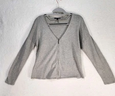 Eileen Fisher Silk Cashmere Grey Cardigan Zip Up Womemen's Size S/P