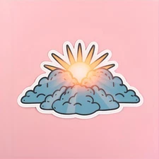 Sun And Clouds 4 Sticker 3”x2”