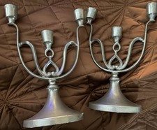 Vintage 3 candle Candleabras(pair) Plymouth pewter Made in USA