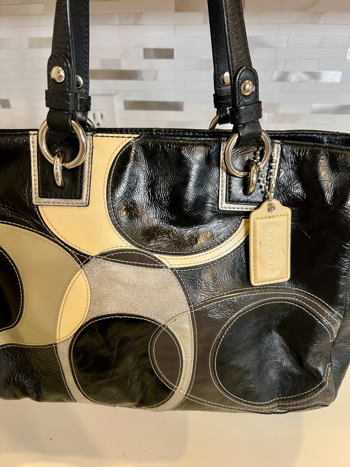 Coach Black Patchwork Leather/Suede Shoulder/Tote… - image 5