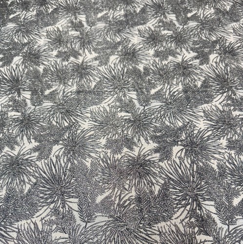 Silver Metallic Pine Needle Fabric one  17 x 20 inch piece 100% Cotton Free Ship - Picture 9 of 10
