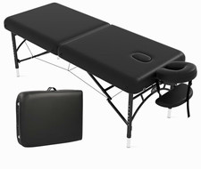 ABET Portable Foldable Massage Table, Black, 84in, Adjustable Height