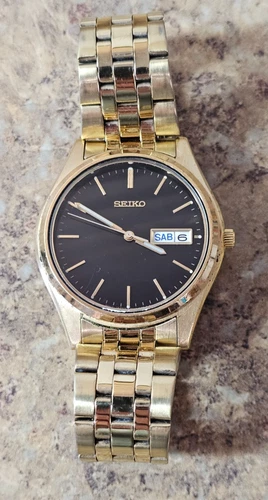 Seiko Men's Vintage Quartz Watch 7N43-9048 Day/Date Gold Tone Pre-owned 37mm