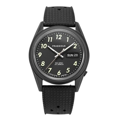 Praesidus REC SPEC Automatik Stahl Schwarz Silikon Saphir Datum Herren Uhr