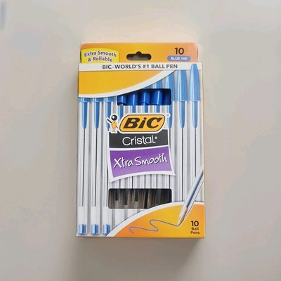  Bic Cristal Blue Medium Ball Pens 10-Pack New 