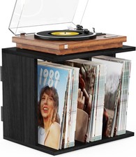 Vinyl Record Storage Wall Mounted Holds 100 LP Albums, 3-Tier Organizer Cabinet