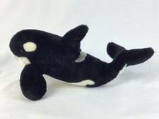 Sea World Orca Killer Whale Plush Black White Gray Stuffed Animal Toy 16"